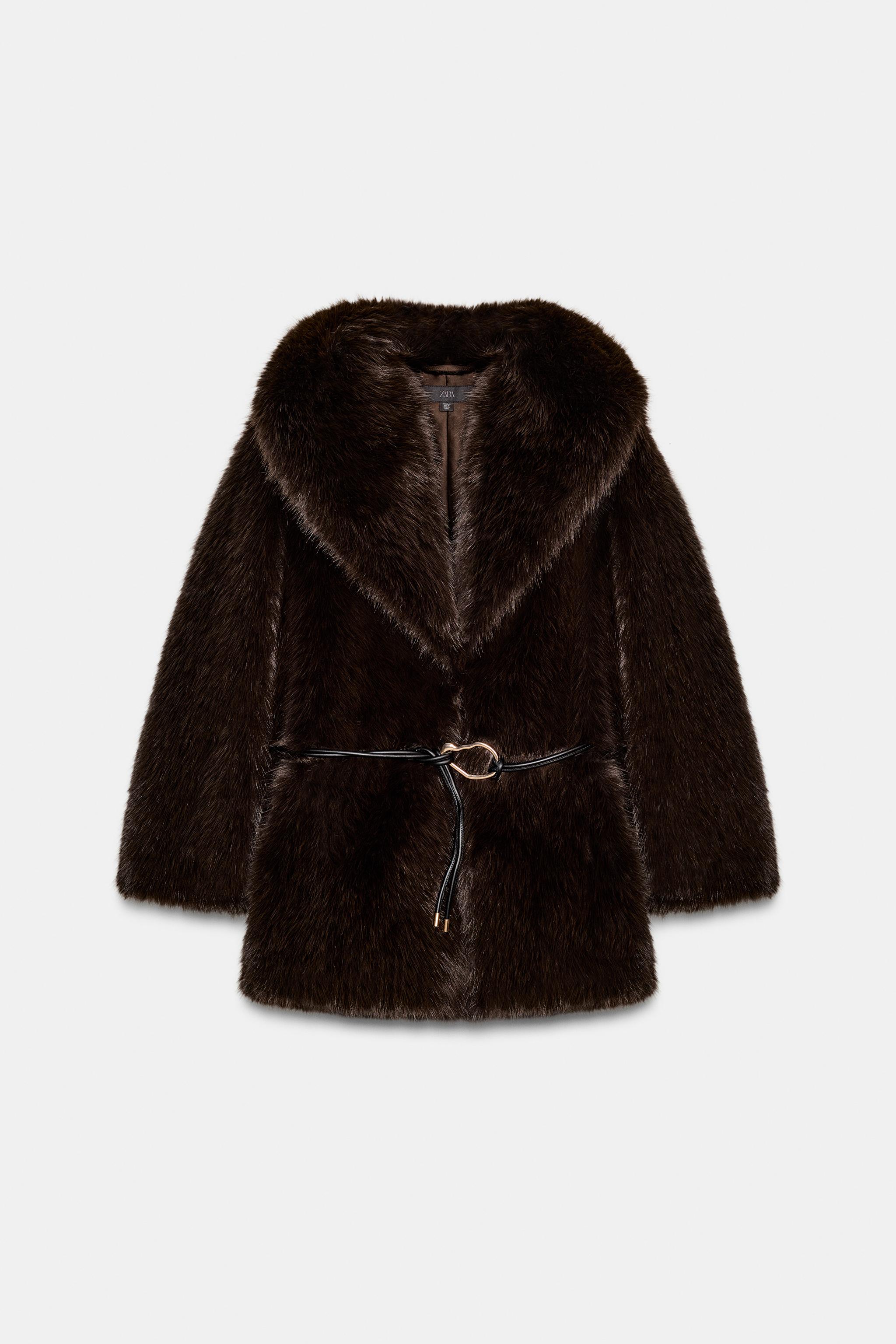 FAUX FUR COAT WITH BELT